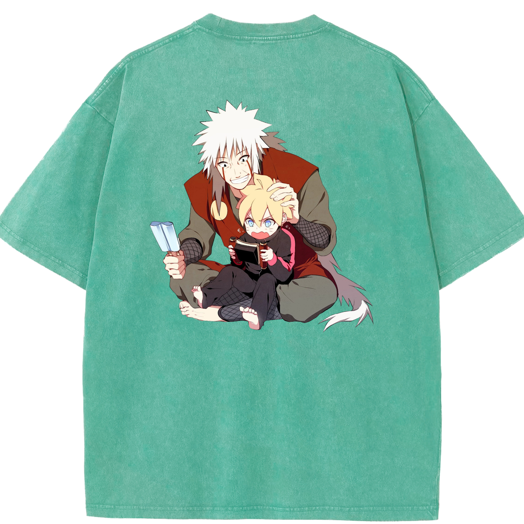 （画像用） NARUTO -ナルト- 自来也（じらいや） Jiraiya 綿100% ヴィンテージ風 半袖Tシャツ（背面プリント）